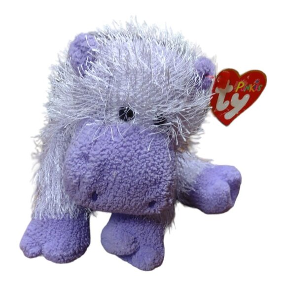 Vintage 2003 Ty Pluffies Plush Purple Hippo With Shaggy Fur 8" Stuffed Animal - Picture 7 of 8